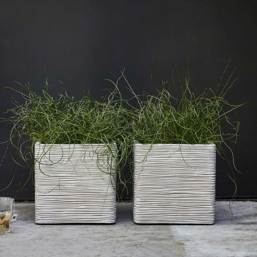 Capi Recycled Square Ribbed Planter - 40 cm